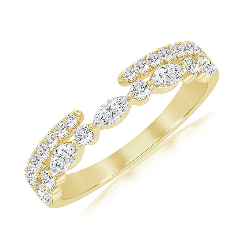 Lab Grown Diamond 5/8ctw. Marquise and Round Double Row Open Wedding Ring in 14k Yellow Gold image number null